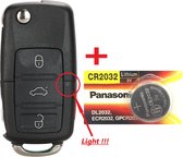 Boîtier de clé de voiture 3 boutons + Batterie Panasonic CR2032 pour clé de voiture Volkswagen - Seat - Skoda / Volkswagen Golf / Volkswagen Beetle/ Volkswagen Jetta / Volkswagen Passat / Volkswagen Sharan.