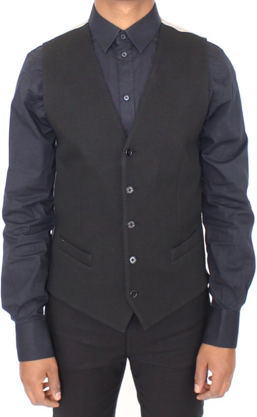 Dolce & Gabbana Black Flax Cotton Dress Vest Blazer