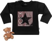 Baby t shirt met muziek print Rock Star - zwart - lange mouw - maat 62/68