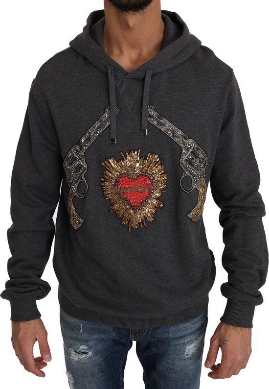 Grijze rode Crystal Heart Gun-sweater met capuchon