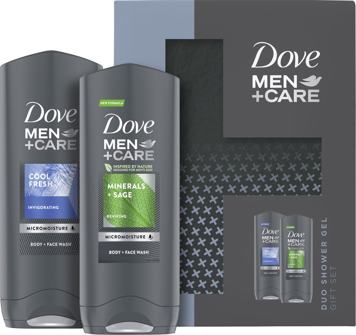 Dove Men+Care Cool Fresh & Minerals + Sage Duo Set - 2x 250 ml - Cadeau voor man