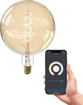Calex Slimme LED Lamp XXL - Decoratief Filament WiFi Verlichting - 20cm - E27 - Smart Lichtbron - Goud - Dimbaar - Warm Wit licht - 5W