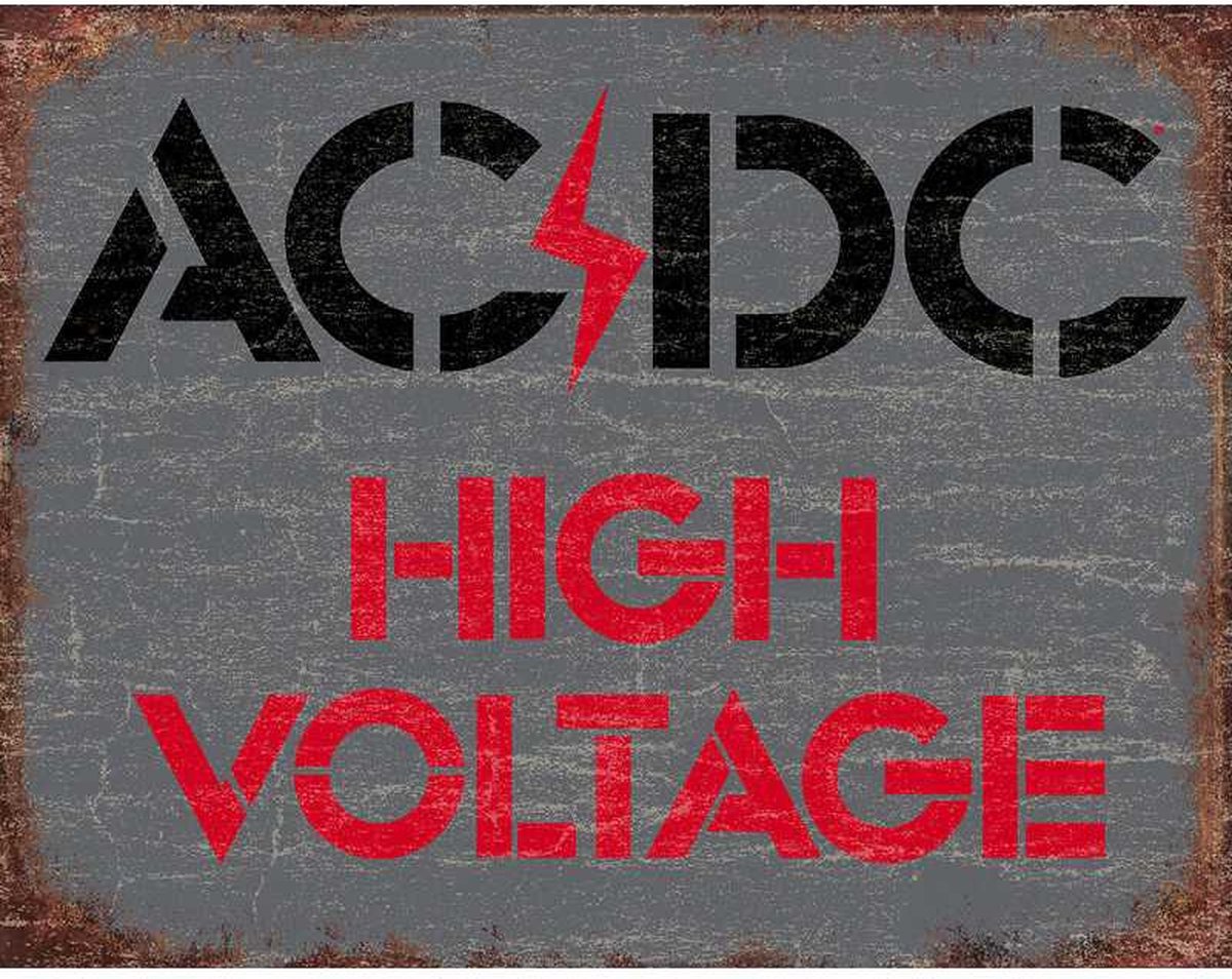 Desperate Enterprises Metalen Wandbord AC/DC HighVoltage - 31,5 x 40,5 cm vlak multi