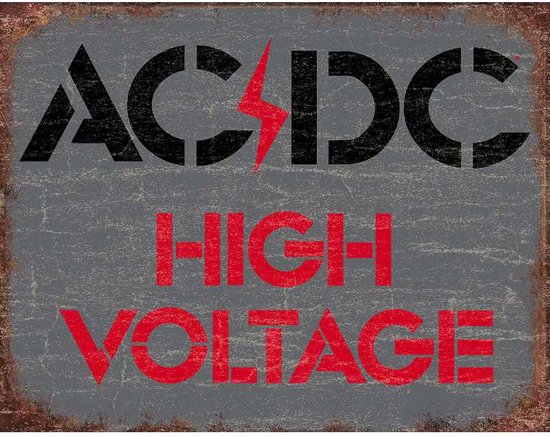Metalen Wandbord AC/DC HighVoltage - 31,5 x 40,5 cm vlak