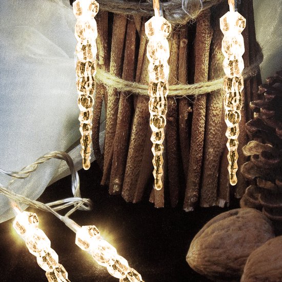 40 ledijspegels kerstversiering ijsregen transparante kerstverlichting, warm wit