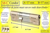 M&C Condor - High Security deurcilinder  - SKG*** - 37x57 mm - Politiekeurmerk Veilig Wonen  -  inclusief gereedschap montageset