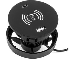 Filex - AC QI Power-Spot® (1x USB A+C Charge) - Zwart