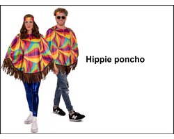 Hippie poncho multi kleuren one size - Thema feest festival verjaardag party verkleedkleding Toppers 70s and 80s hippie summer Mexico