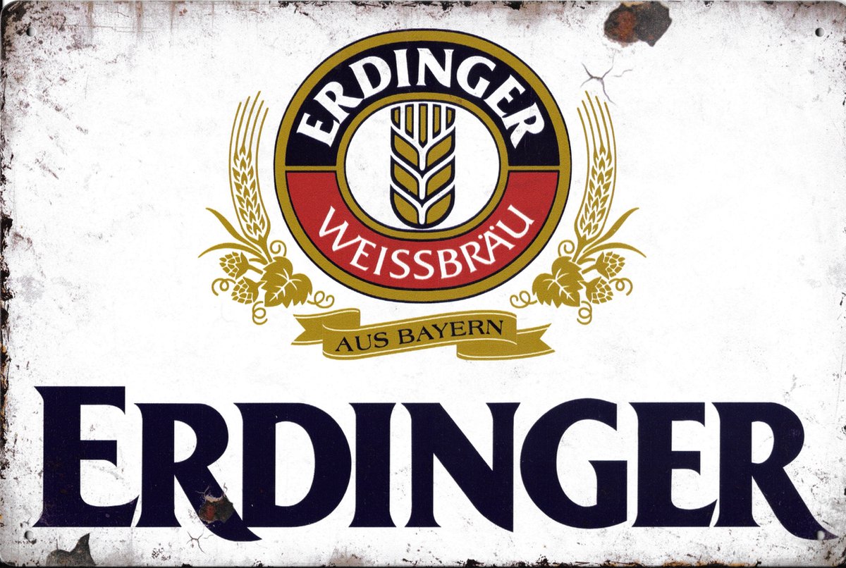 Metal Plate 'Erdinger' - wandborden - bierplaat - metalen plaat - wanddecoratie