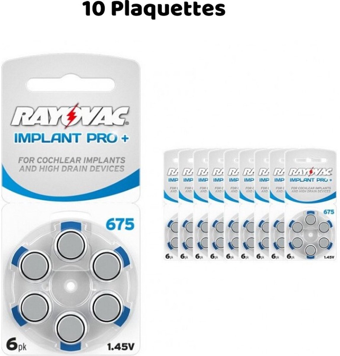 Hoortoestel batterijen Rayovac 675 Implant Pro+, 10 elektroden