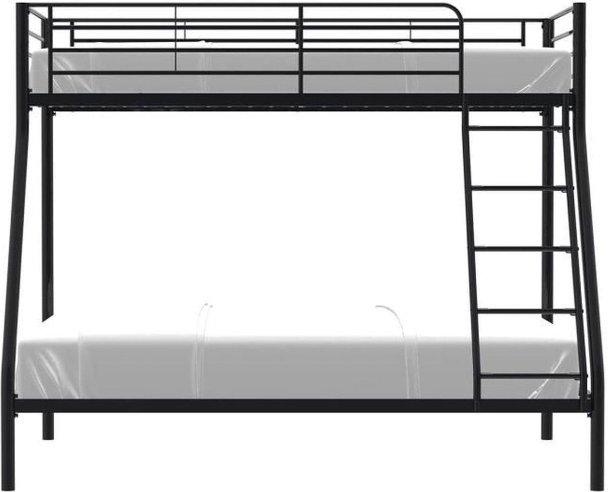 Metalen stapelbedden - Zwart - Inclusief boxsprings - 90/140 x 190 cm - BRUCE