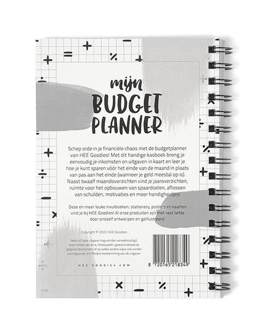 Budgetplanner kasboek A5 zwart wit money planner huishoudboekje