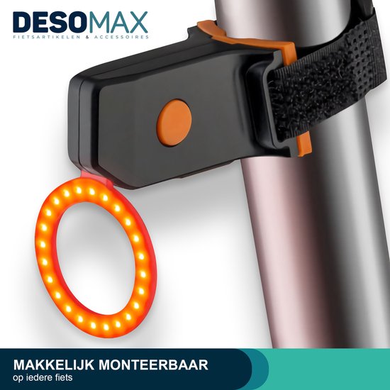 DesoMax® Fietslicht Achterlicht LED USB Oplaadbaar Helder Rond - Achterlicht voor Racefiets en MTB – Herkenningslicht - Deso