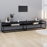 Tv meubel zwart marmer 220x40x40,5 cm gehard glas