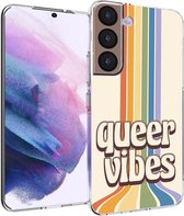 Samsung Galaxy S22 Hoesje Siliconen - iMoshion Design hoesje - Meerkleurig / Queer Vibes