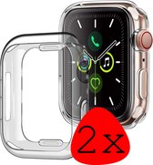 Hoes Geschikt voor Apple Watch Series 7 45 mm Hoesje Siliconen Case - Hoesje Geschikt voor Apple Watch Series 7 45 mm Hoes - Transparant - 2 Stuks