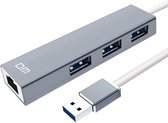 Luxwallet DM12 USB 3.0 Naar Ethernet Poort Hub + 3 Poort USB3.0 Met 1000Mbps + Transfer snelheid Tot 300 Mb/s - Grijs/Zwart