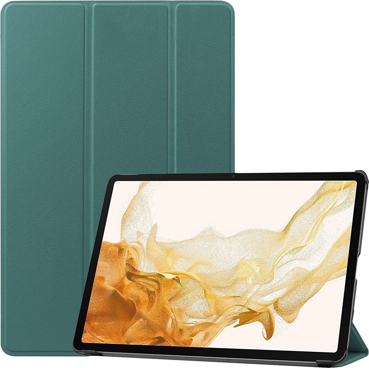 Samsung Galaxy Tab S8 Plus 12.4 inch 2022 / S7 FE en S7 Plus Hoesje / Smart Boek Case Cover Donkergroen