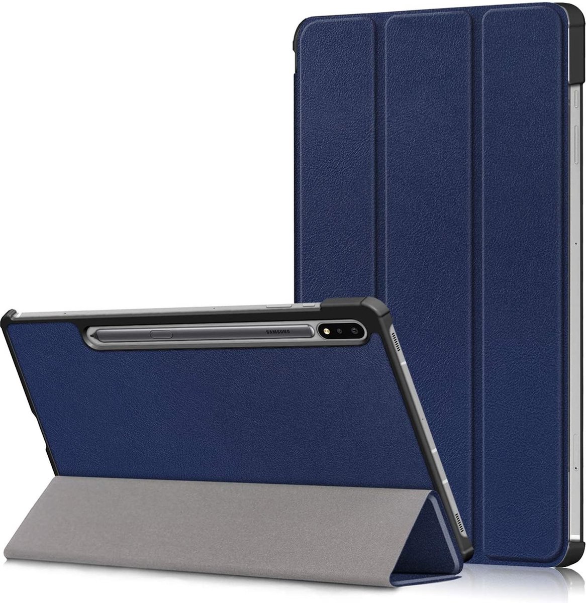 Arara Hoes Geschikt voor Samsung Galaxy Tab S8 Plus 12.4 inch 2022 / S7 FE en S7 Plus Hoesje / Smart Boek Case Cover Donkerblauw
