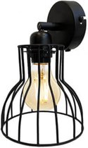 Lamp  - Wandspot zwart mat - industriële lamp  - opengewerkte wandlamp  -  H21cm