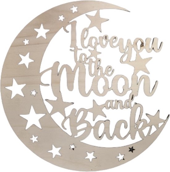 Foto: Lbm kinderkamer accessoire i love you to the moon and back hout