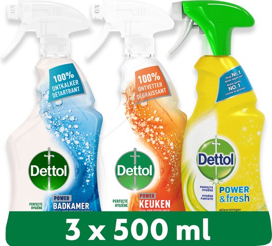 Dettol - 1,5L Allesreiniger Spray Power & Fresh - Badkamer 1x500 ml Keuken  1x500ml... | bol