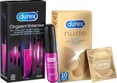 Durex - 10 stuks Condooms - Nude XL - 10 ml Glijmiddel - Intense Orgasm - Voordeelverpakking