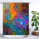 Rideau de Douche Ulticool - Bubbles Water Art Colors - 180 x 200 cm - avec 12 anneaux - Lilas Jaune Blauw