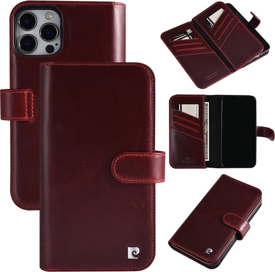 Pierre Cardin hoesje voor iPhone 13 Pro Max - Book Case hoesje - Pasjeshouder voor 6 pasjes - Magneetsluiting - Rood