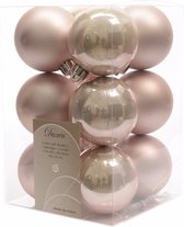 72x Lichtroze kunststof kerstballen 6 cm - Mat/glans - Onbreekbare plastic kerstballen - Kerstboomversiering lichtroze