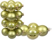 24x stuks glazen kerstballen salie groen (oasis) 8 en 10 cm mat/glans - Kerstversiering/kerstboomversiering