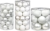 72x stuks glazen kerstballen wit 4, 6 en 8 cm glans en mat - Kerstversiering/kerstboomversiering