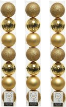 28x stuks kunststof kerstballen gouden 8 cm - Mix - Onbreekbare plastic kerstballen