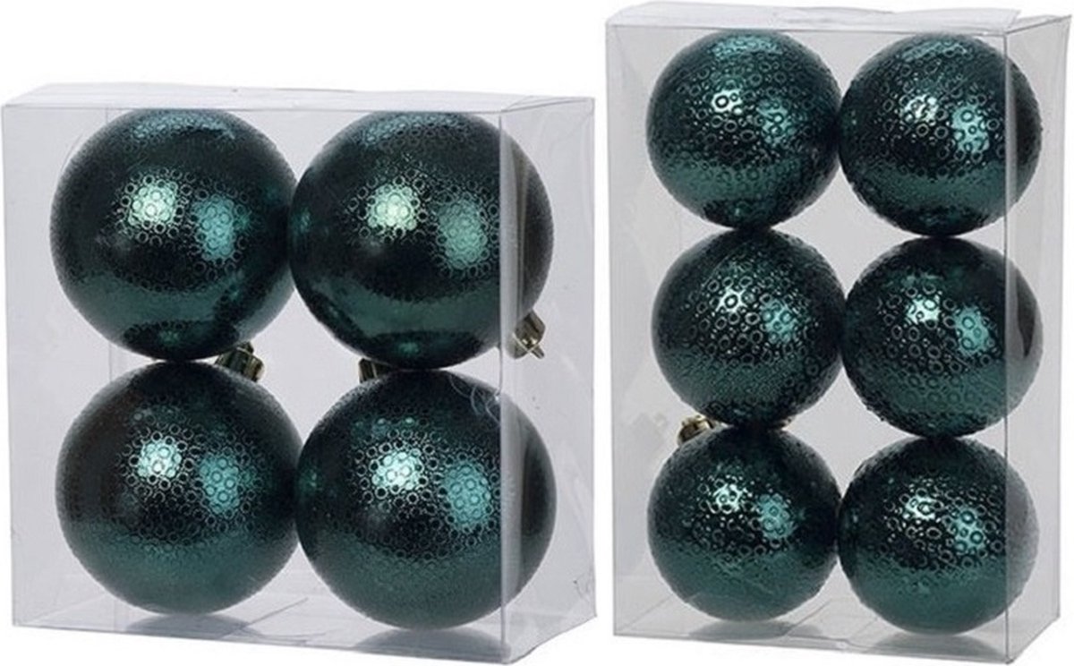 Kerstversiering set circel-motief kerstballen in het petrol blauw 6 en 8 cm pakket - 20x stuks