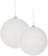 36x stuks kerstversiering witte sneeuw effect kerstballen 6 en 8 cm - Pakket - Kunststof kerstballen