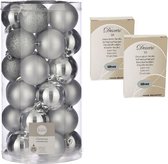 30x boules de Noël en plastique argent 6 cm avec crochets pour boules de Décorations de Noël de Noël Boules de Noël incassables