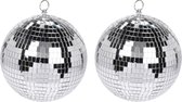 6x Grote zilveren disco kerstballen discoballen/discobollen glas/foam 12 cm - Discoballen kerstballen - kerstversiering