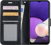 Hoes Geschikt voor Samsung M22 Hoesje Book Case Hoes Flip Cover Wallet Bookcase - Zwart