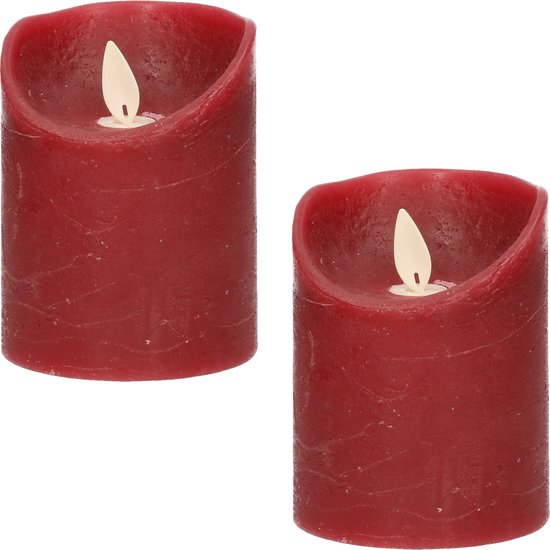 2x Bordeaux rode LED kaarsen / stompkaarsen 10 cm - Luxe kaarsen op  batterijen met... | bol.com