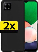 Hoesje Geschikt voor Samsung M22 Hoesje Siliconen Case - Hoes Geschikt voor Samsung Galaxy M22 Hoes Siliconen - Zwart - 2 Stuks