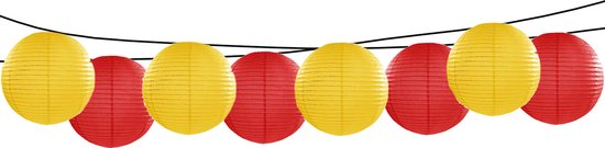 Feest/tuin versiering 8x stuks luxe bol-vorm lampionnen rood en geel dia 35 cm