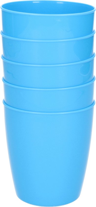 10x stuks onbreekbare kunststof water/sap/limonade glazen 300 ML in het blauw en roze - Camping/verjaardag/peuters/kleuters