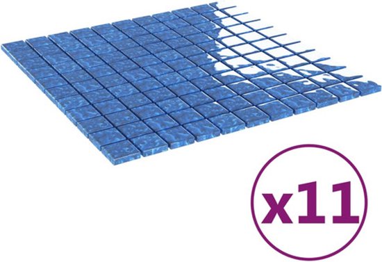 vidaXL Mozaïektegels 11 st zelfklevend 30x30 cm glas blauw