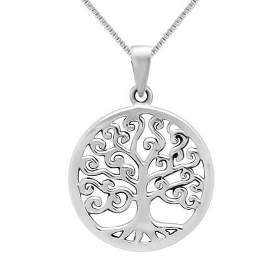 Zilveren ketting vrouw | Zilveren ketting met hanger, levensboom