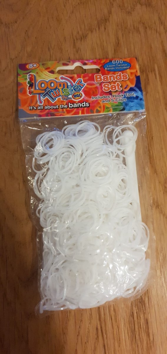 Loom elastiekjes - armband - knutselen - loom bandjes - loomnaald - S- haakjes - Neon Wit