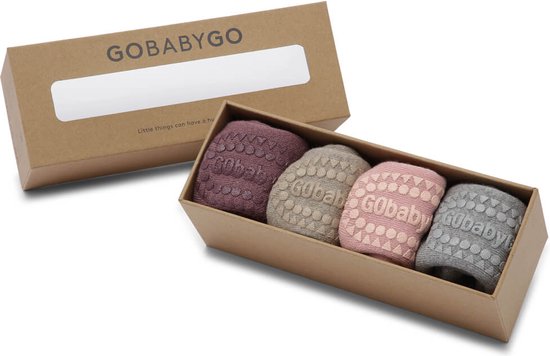 GoBabyGo Combo Box - chaussettes antidérapantes en coton / Dusty Rose, Misty Plum, Grey Melange, Sand - 6-12m / 17-19