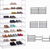 Relaxdays schoenenrek modulair - open schoenenkast - 10 etages - schoenen organizer - wit