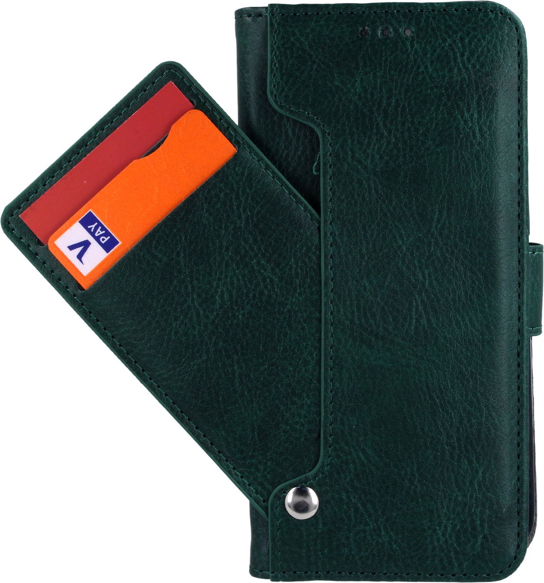 iPhone 13 Mini TPU/Kuntstleer - hoesje Groen Boekhoesje - wallet case