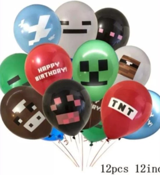 Minecraft ballonnen 12 stuks