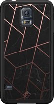 Casimoda® hoesje - Geschikt voor Samsung Galaxy S5 - Marble / Marmer patroon - Zwart TPU Backcover - Marmer - Zwart